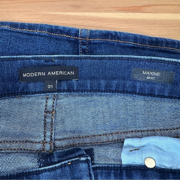 Modern American Maxine Midi Denim Skirt – High Waist Dark Wash Jean Skirt - Picture 4 of 7